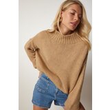  Women's Camel Stand Basic Knitwear Sweater Cene