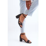 VINCEZA Black Low Heel Women's Glitter Sandals Ploemis | ePonuda.com