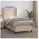  Krevet box spring madrac LED cappuccino 100x200cm umjetna koža | shoptok.hr