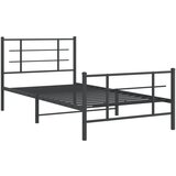 vidaXL Metalni okvir kreveta uzglavlje i podnožje crni 107x203 cm | shoptok.hr