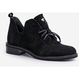 Zazoo 2959 Suede Oxfords Lace Up Flat Heel Black | shoptok.hr