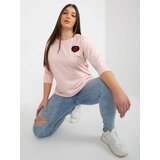Fashion Hunters Light pink blouse with round neckline plus size Cene