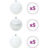 vidaXL Set Božićnih Ukrasnih Kuglica 15 pcs Bijelo | shoptok.hr