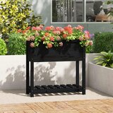 vidaXL Visoka greda s polico črna 82,5x34,5x81 cm trdna borovina | Shoptok.si
