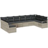  10-delni vrtni kavč s blazinami svetlo sive barve iz poly ratana | Shoptok.si