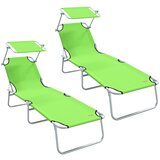 vidaXL Sklopive ležaljke 2 kom s tendom Zelena 600D Oxford tkanina | shoptok.hr