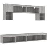  6-dijelni zidni TV elementi s LED svjetlima boja sivog hrasta | shoptok.hr
