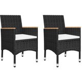 In 3-dijelni bistro set od poliratana i kaljenog stakla crni | shoptok.hr