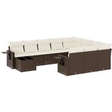 vidaXL 11-dijelni set vrtnih sofa od poliratana s jastucima smeđi | shoptok.hr