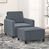  The Living Store Fotelj s stolčkom za noge temno siv 60 cm žamet - Kavč S Stolčkom Za Noge, (21447961) Cene