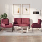 vidaXL Setovi sofa 3 pcs Vinska crvena 115 x 56 x 80 cm Šperploča - boja crnog vina | shoptok.hr