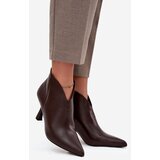 Boto Patent Low Ladies Boots on Heel Chocolate Jolivra | Shoptok.si
