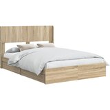 Krevetna konstrukcija s pohranom i uzglavljem Hrast sonoma Smeđa 140 x 200 cm | Shoptok.si