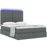 vidaXL Krevet S LED lampica s pohranom Tamno siva 140 x 200 cm tkanina | shoptok.hr
