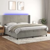  Box spring postelja z vzmetnico LED svetlo siva 200x200cm žamet, (20761216) | Shoptok.si