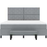 vidaXL Svetlo siva škatlasta postelja z vzmetnico in klopjo 180x200 cm Tkanina, (22083131) | Shoptok.si