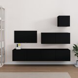 The Living Store Komplet TV omaric 4-delni črn inženirski les - TV Omarica, (21377031) Cene