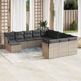vidaXL 12-dijelni set vrtnih sofa od poliratana s jastucima sivi Cijene