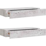  Zidne police s ladicom 2 kom boja betona 60 x 23,5 x 10 cm MDF | shoptok.hr