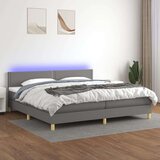  Box spring postelja z vzmetnico LED temno siva 200x200 cm blago, (20725608) Cene