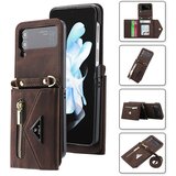 INORCO POLA za Samsung Galaxy Z Flip4 5G z več režami za kartice, žepnim stojalom na zadrgo, PU usnjen ovitek za telefon z naramnico, (22035504) Cene