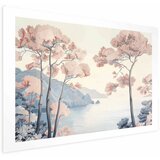  Plakat - Ocean Cliffs and Trees Delicate Motif in Pastel Colors 60x40 Bez okvira | shoptok.hr