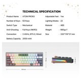 Fantech MK912 atom PRO63 rgb blue switch gejmerska bežična mehanička tastatura siva | Eponuda.com