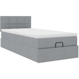 vidaXL Otomanski posteljni okvir z vzmetnico siv 80x200 cm blago | Shoptok.si