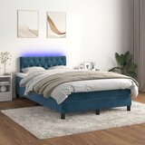 vidaXL Krevet box spring s madracem LED tamnoplavi 120x200 cm baršun Cijene