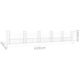vidaXL Gabionska košara U-oblika sa 6 stupova 620x20x100 cm željezna | shoptok.hr