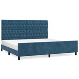 The Living Store Posteljni okvir z vzglavjem temno moder 200x200 cm žamet - Posteljni Okvir Z Vzglavjem, (21493545) | Shoptok.si