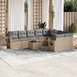 vidaXL 10-dijelni set vrtnih sofa s jastucima bež od poliratana | shoptok.hr