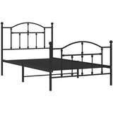  Metalni okvir kreveta uzglavlje i podnožje crni 100x190 cm | shoptok.hr