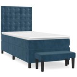 Box spring krevet s madracem tamnoplavi 90x190 cm baršunasti | shoptok.hr