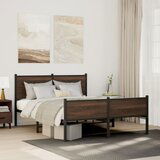 Maison Chic Kovinski Posteljni okvir - Dvoposteljna postelja - Zakonska postelja brez vzmetnice rjavi hrast 137x190cm, (21693428) | Shoptok.si