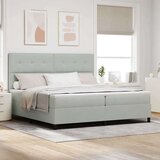 vidaXL Box Spring Krevet s Madracem i LED Svjetlom Svjetlosiva 200x200 cm Baršun | shoptok.hr