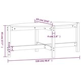 vidaXL Stolić za kavu boja meda 118 x 63 x 45 cm od masivne borovine | shoptok.hr