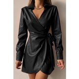 Fenzy Elegantna Mini Haljina Od Umjetne Kože Pellita, Crna Cijene