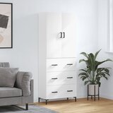 vidaXL Visoka omara bela 69,5x34x180 cm inženirski les | Shoptok.si