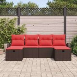  Kavčna garnitura z blazino 6 pcs Rjava in rdeča poli ratan, (5000138381) | Shoptok.si