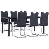 vidaXL 7-dijelni blagovaonski set od umjetne kože crni | shoptok.hr