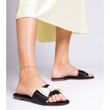 Gemre Black satin slides with a bow and pearls Perlino | ePonuda.com