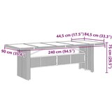vidaXL 11-dijelni vrtni bistro set od poliratana s jastucima sivi - Bez naslona za noge Stakl 10 | shoptok.hr