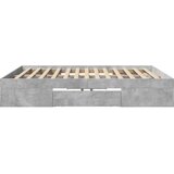 vidaXL Posteljni okvir betonsko siv 200x200 cm inženirski les | Shoptok.si