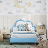  Otroški posteljni okvir z vznožjem Modra 80 x 200 cm PU, (5000104771) | Shoptok.si