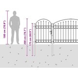 vidaXL Vrata Ograde za Vrt s Arhivnim Vrh Siva 500 x 100 cm Čelik | shoptok.hr