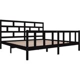  Okvir za krevet od masivne borovine crni 200 x 200 cm | shoptok.hr