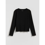 Reserved Bluza s volanima - crno | shoptok.hr