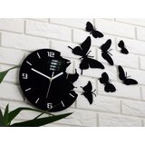Moderni zidni sat butterflie 3D black (samoleplji satovi za)