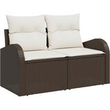 vidaXL 5-dijelni set sofe za vrt s jastučićima Smeđi Poli ratan, Dvosjedna vrtna sofa s pohranom i jastučićima Smeđi Poli ratan Cijene
